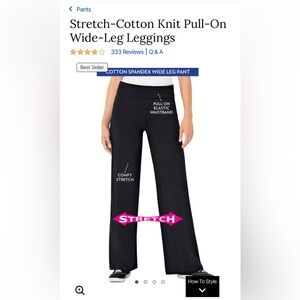 Woman Within:  Knit Pull-On Wide-Leg Leggings - Black 
New in package